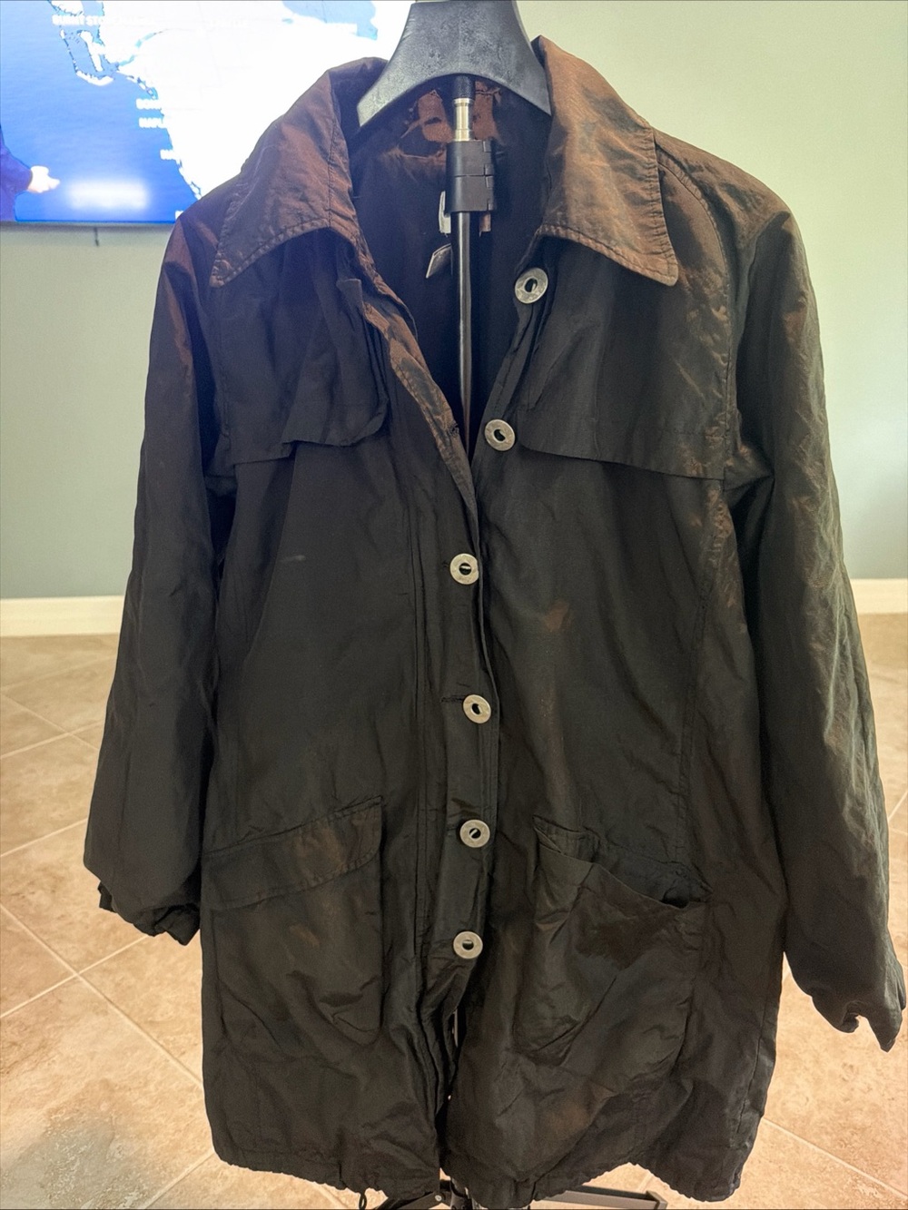 Chico's Dark Brown Lightweight Button-Front Trench Coat